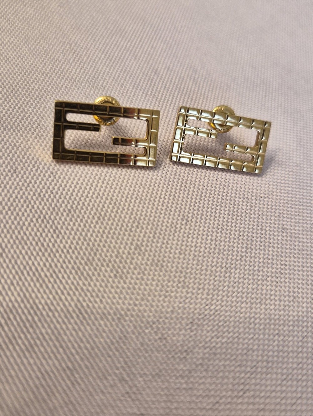 Fendi FF Logo Gold-Tone Stud Earrings - Picture 3 of 8